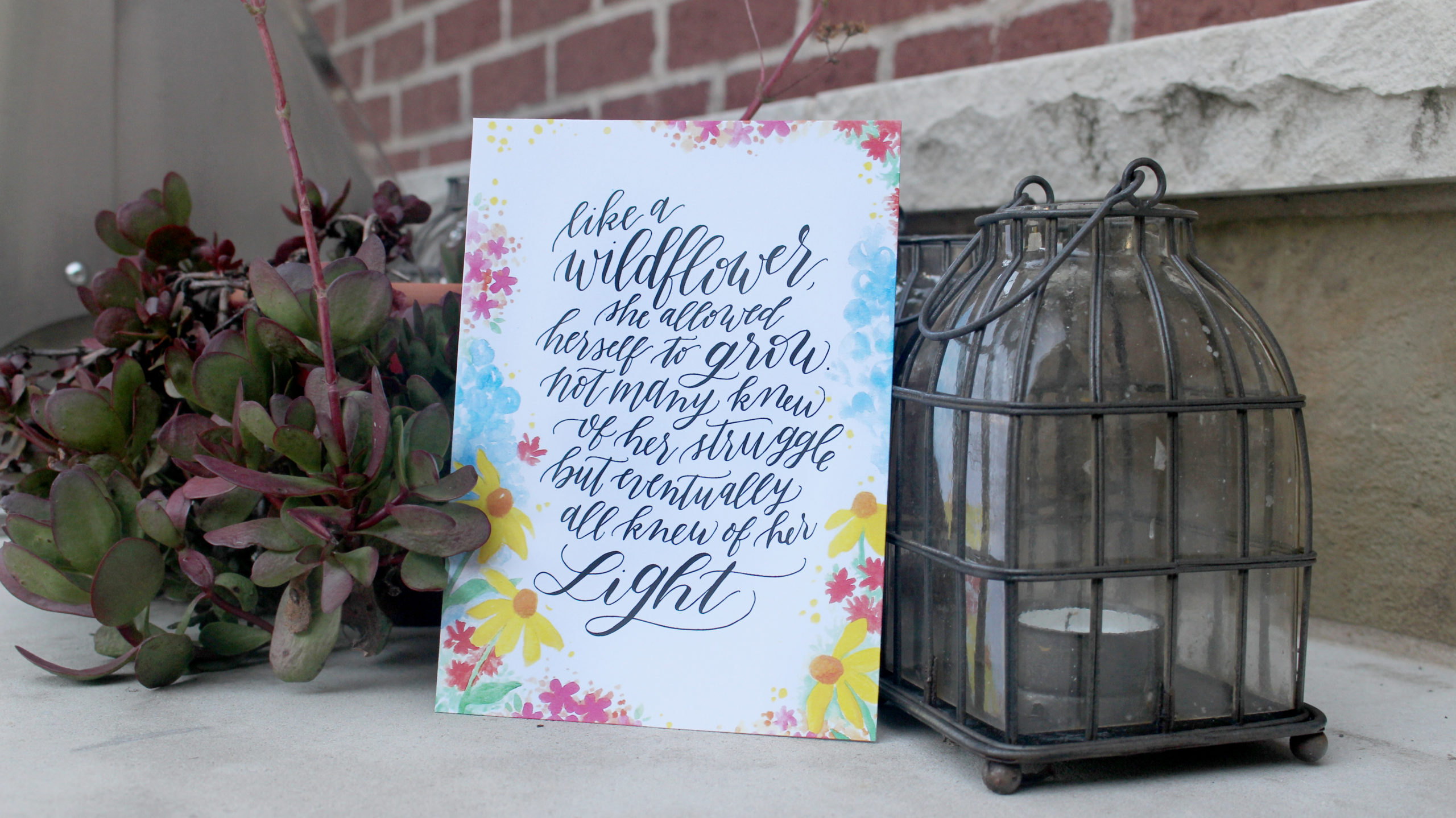 Wildflower Quote, custom modern calligraphy lettering by Sarah Ann Campbell Design