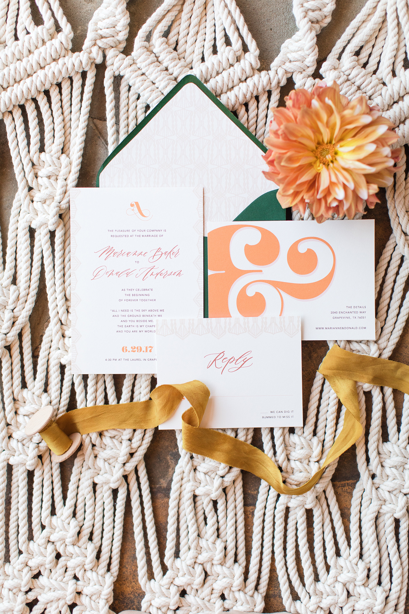 Custom Wedding Invitations DFW: Brides of North Texas 70s Inspired Suite // Sarah Ann Design