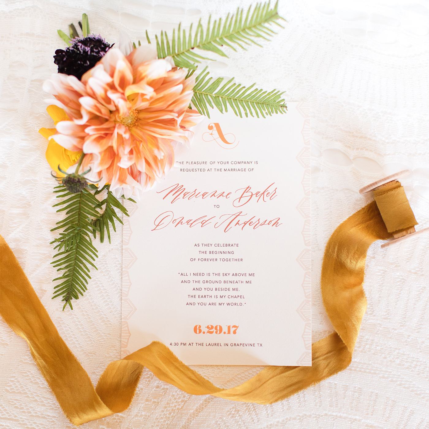 Custom Wedding Invitations DFW: Brides of North Texas 70s Inspired Suite // Sarah Ann Design