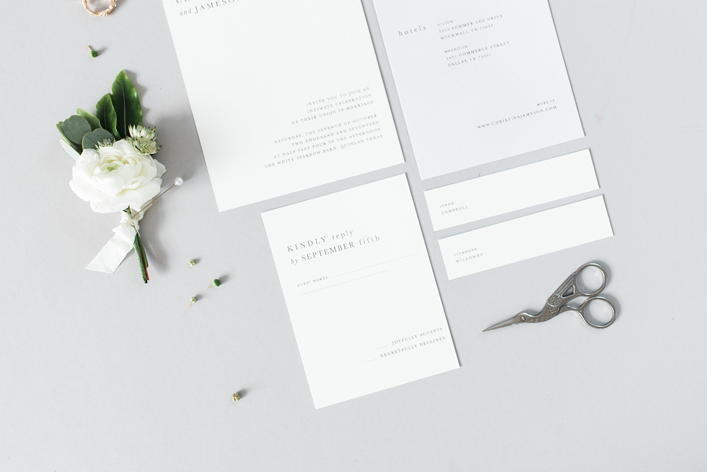 Sarah Ann Design | White Sparrow Wedding Invitations