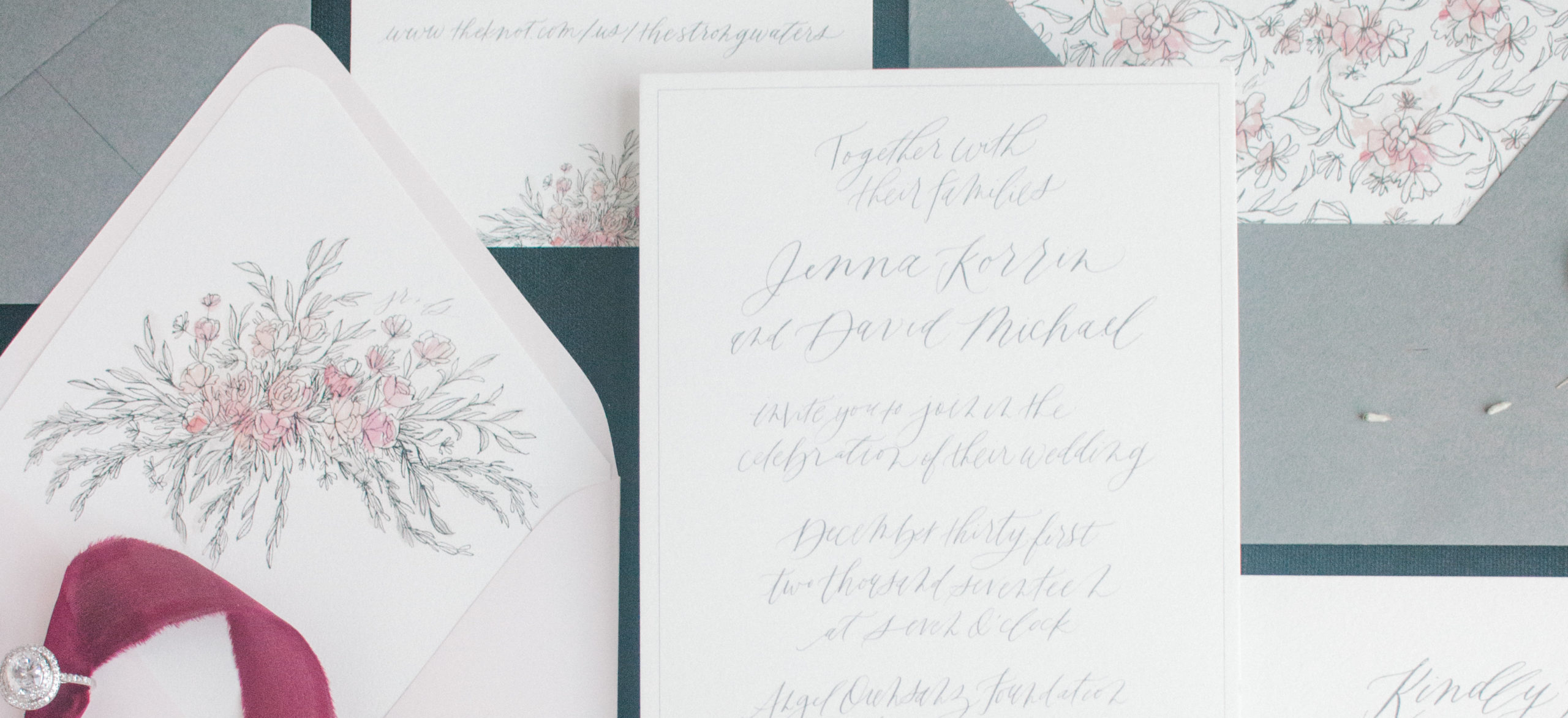 Sarah Ann Design // Custom Invitation Suite // Jenna + David
