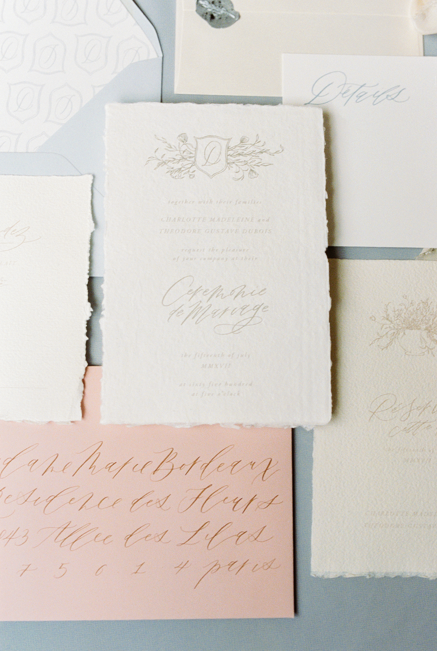 Romantic French Fine Art Wedding Invitation Design | Sarah Ann Design