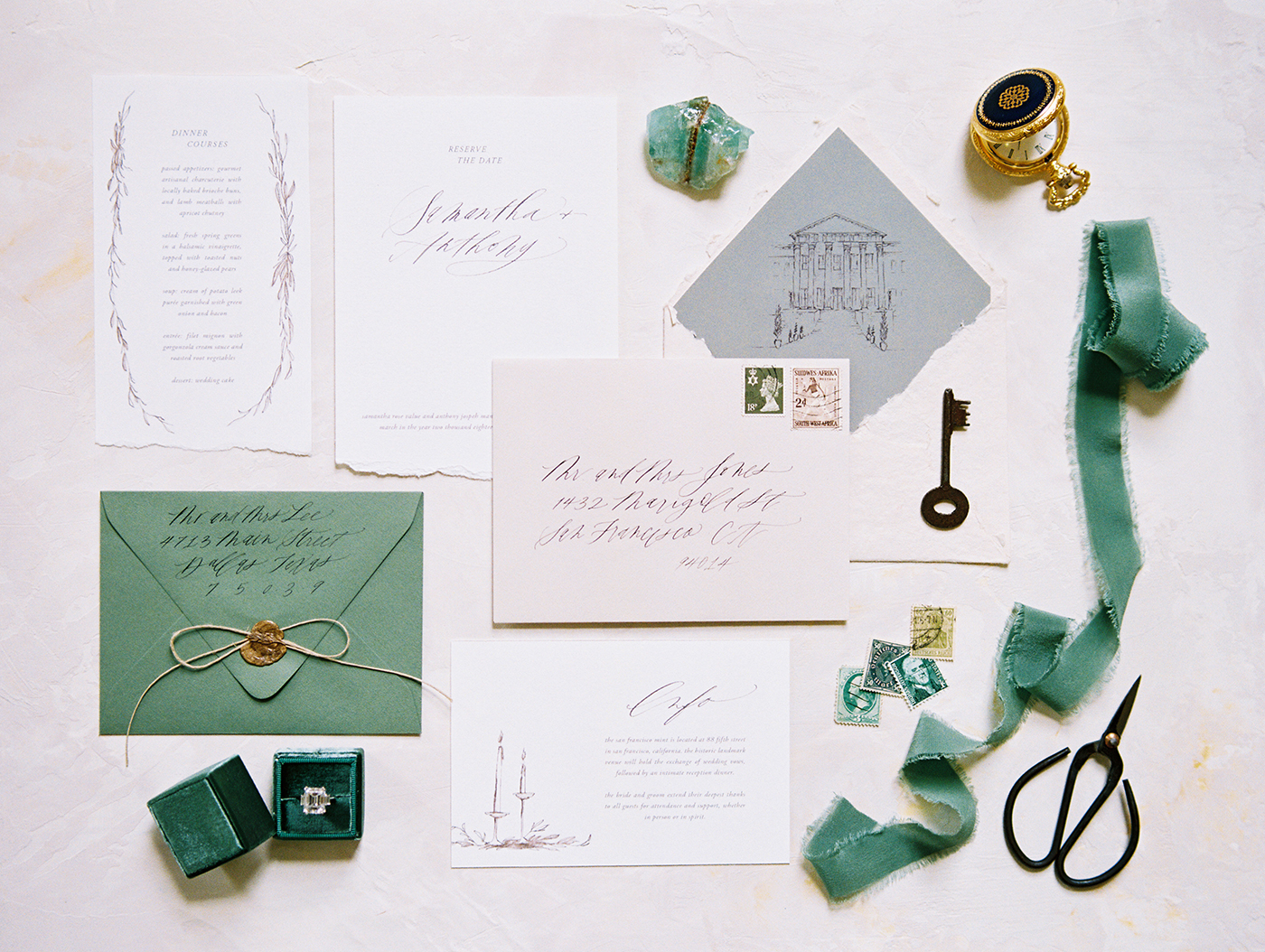 Custom Wedding Stationery Designer - Sarah Ann Design - Emerald and Jade
