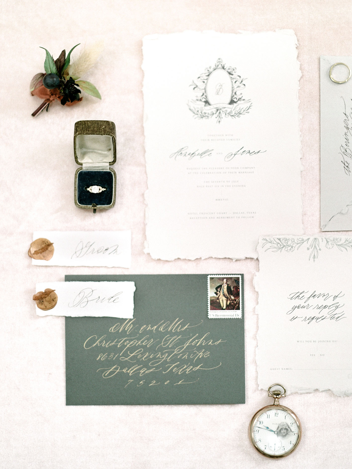 Fine Art Wedding Invitation Suite Design - Sarah Ann Design - Magnolia Rouge Feature