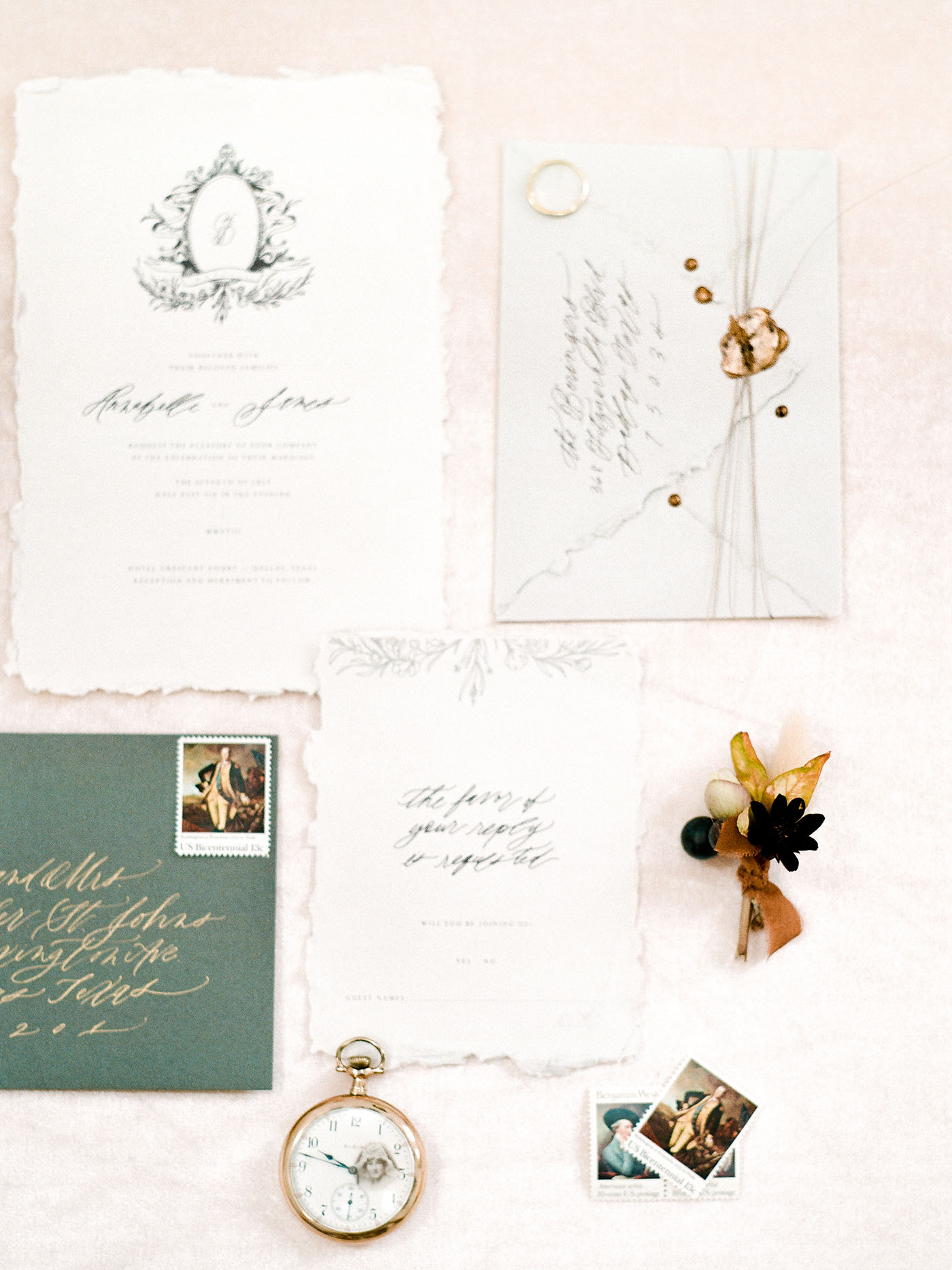 Fine Art Wedding Invitation Suite Design - Sarah Ann Design - Magnolia Rouge Feature