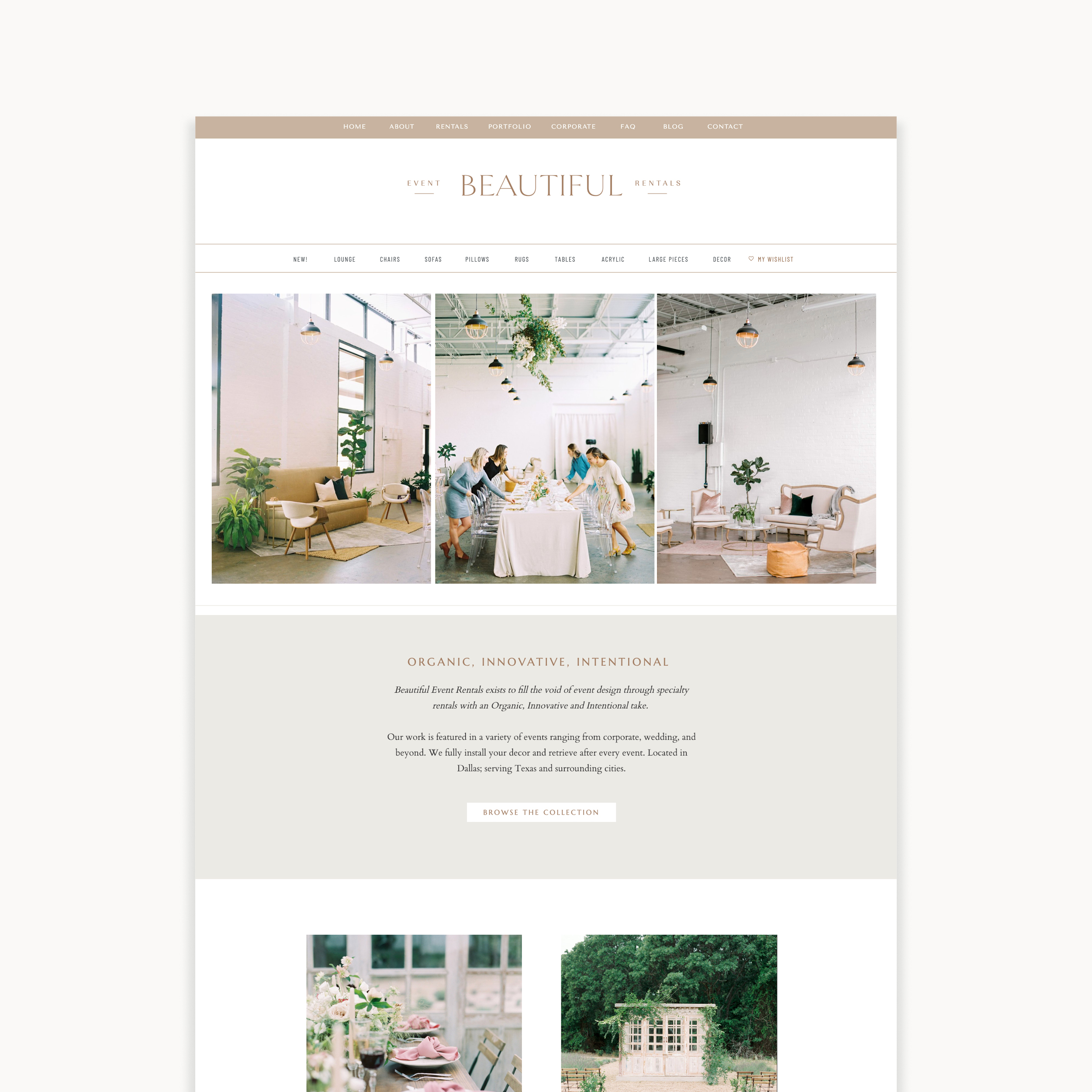 Creative Brand and Website Design for Beautiful Event Rentals by Sarah Ann Design