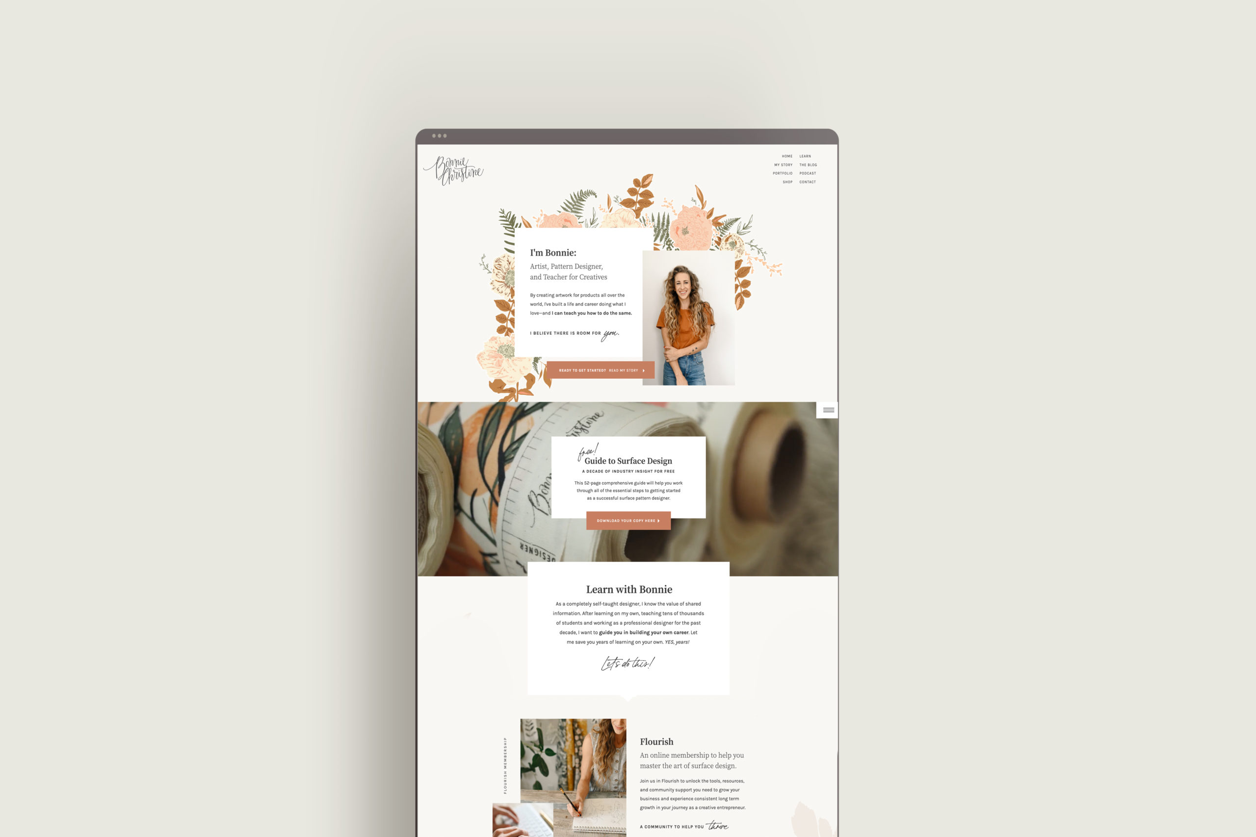 Custom Showit Website Design for Bonnie Christine | Website Design for Artists and Illustrators by Sarah Ann Design