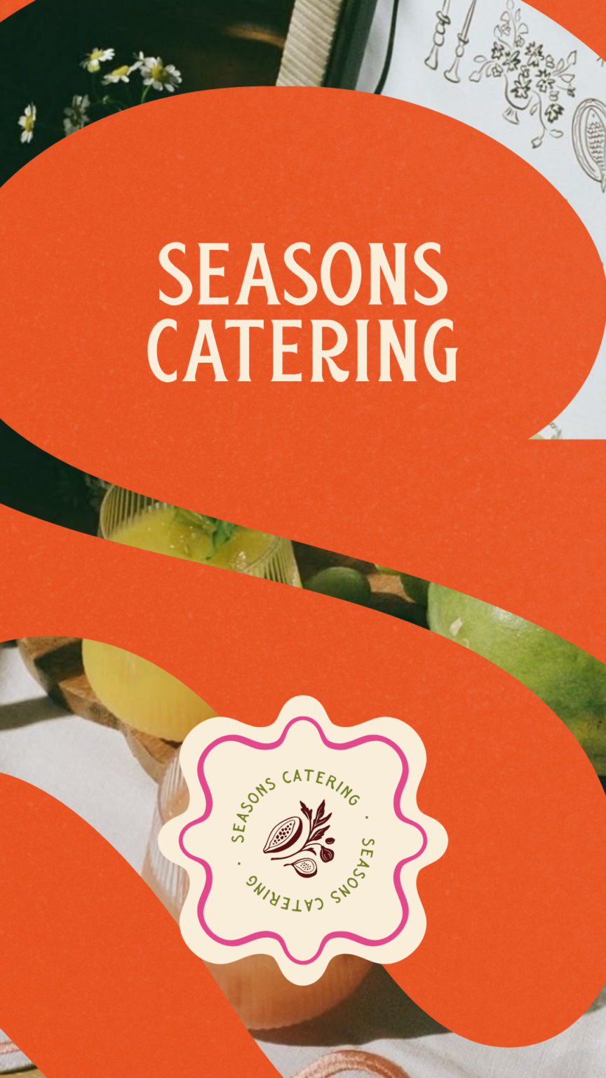 Vibrant Brand Design and Bold Color Palette for Seasons Catering